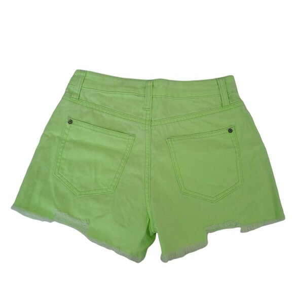 NoBo Womens Jean Shorts Juniors Size 1 Green Mid Rise Short Cutoffs Ripped Denim - Picture 2 of 3